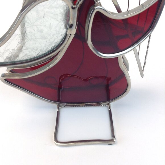 Vintage Red Stained Glass Harp Playing Angel Votive/Tealight Holder - Picture 8 of 16